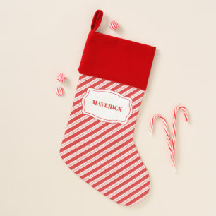 Festive Candy Cane Striped Red White Christmas Stocking