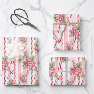 Festive candy canes Christmas wrapping paper