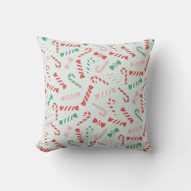 Festive Candy Delight Throw Pillow (Front)