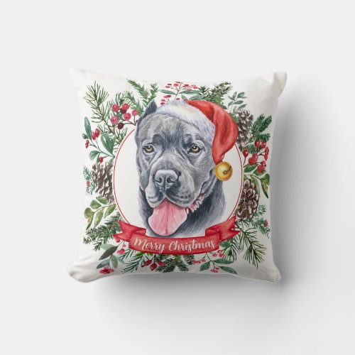 Festive Cane Corso Dog Holiday Custom Throw Pillow