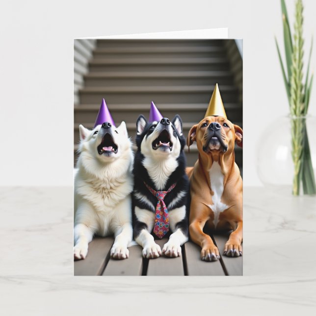 Festive Canine Birthday Card (Front)