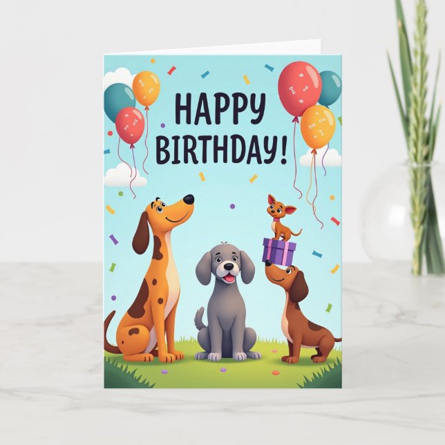 Festive Canine Party Card (Front)