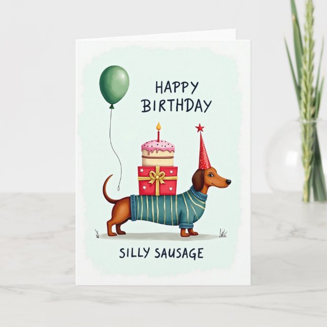 Festive Canine Party Hat Card (Front)