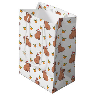 Festive Capybara Christmas Holiday Medium Gift Bag