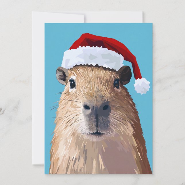 Festive Capybara in Santa Hat Invitation (Front)