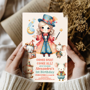 Festive Carnival Circus Party Kid 1st Birthday Invitation