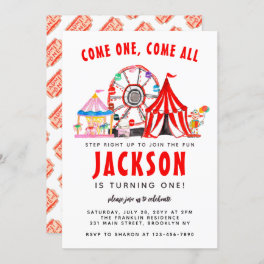 Festive Carnival Circus Show Party Kid Birthday Invitation