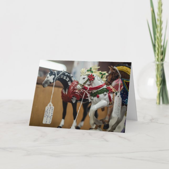 Festive Carousel Horses Ornament Collection Card (Front)
