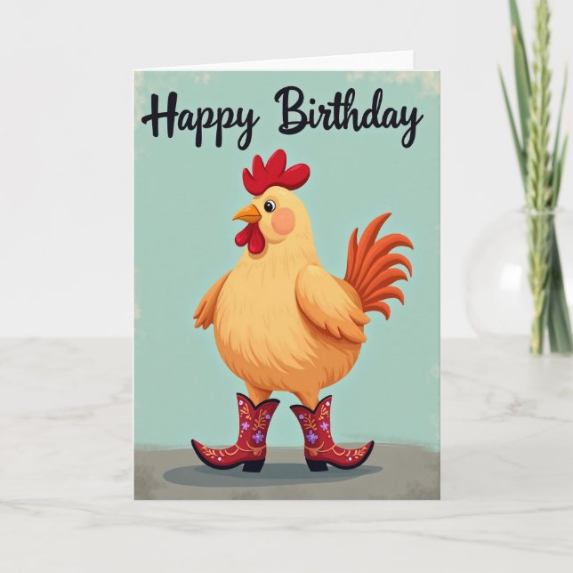 Festive Cartoon Bird Card (Front)