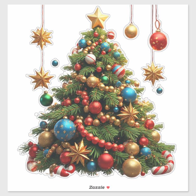 Festive Cartoon Christmas Tree Sticker (Sheet)