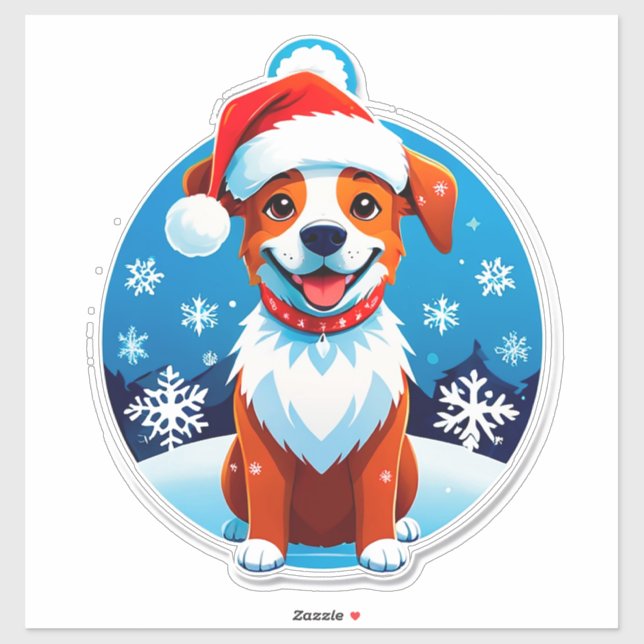 Festive Cartoon Puppy Sticker (Sheet)