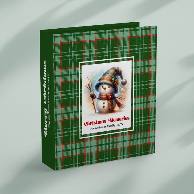 Festive cartoon snowman memory ring binder editabl (Festive cartoon snowman memory ring binder editable)
