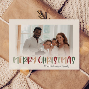 Festive Casual Colorful Christmas Faded Photo Holiday Card