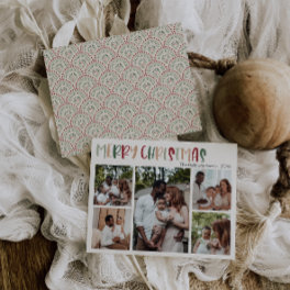 Festive Casual Colorful Christmas Five Photo Holiday Card