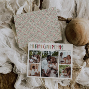 Festive Casual Colorful Christmas Five Photo Holiday Card