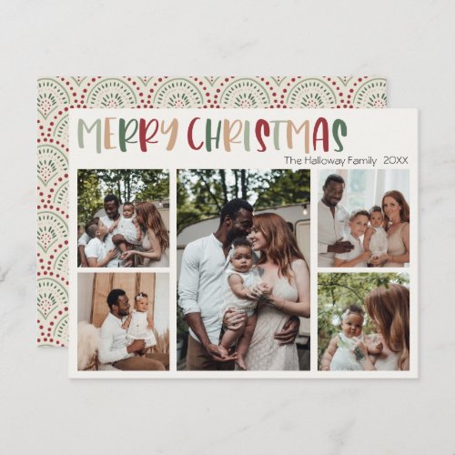 Festive Casual Colorful Christmas Five Photo Holiday Card