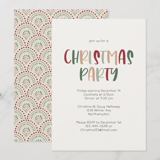 Festive Casual Colorful Christmas Party Invitation (Front/Back)