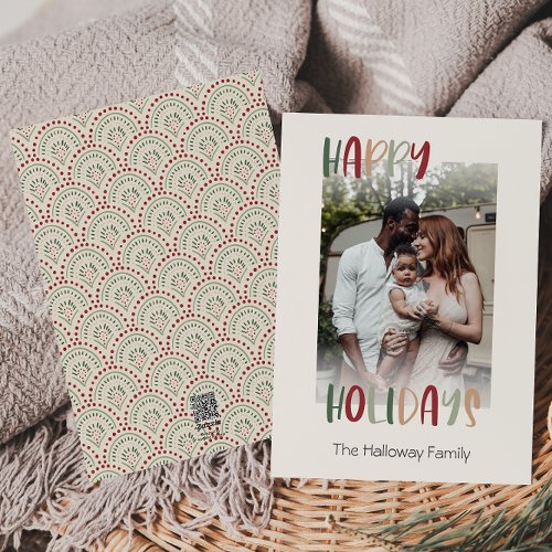Festive Casual Colorful Happy Holidays Faded Photo Holiday Card
