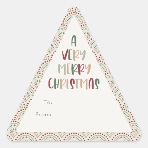 Festive Casual Colorful Very Merry Christmas Gift Triangle Sticker