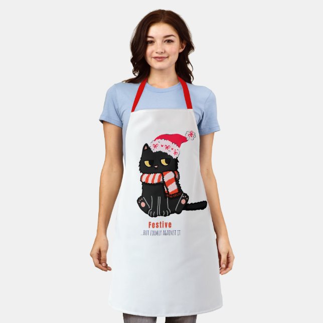 Festive Cat Apron  (Worn)
