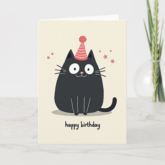 Festive Cat Birthday Card (Front)