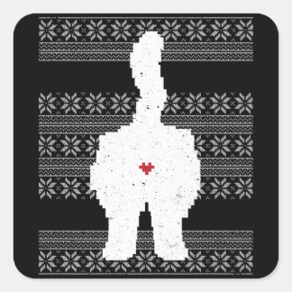 Festive Cat Butt Ugly Christmas Holiday Square Sticker