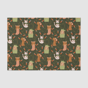 Festive Cat Dog Christmas Lighting Green Tissue Paper