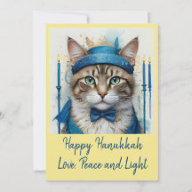 Festive Cat in Disguise Playful Hanukkah Greeting