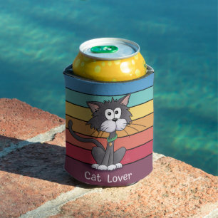 Festive Cat Lover Can Cooler
