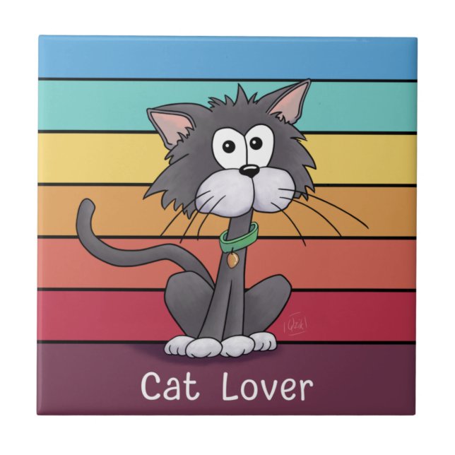 Festive Cat Lover    Ceramic Tile (Front)