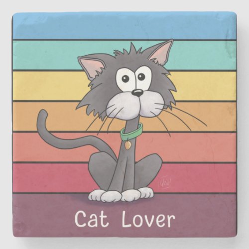 Festive Cat Lover   Stone Coaster