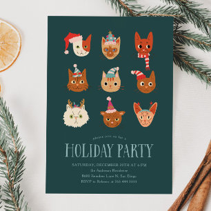 Festive Cats Christmas Party Invitation