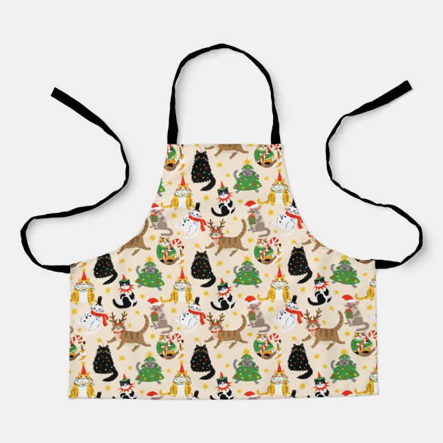Festive Cats Christmas Pattern Apron (Front)