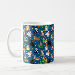 Festive Cats in Christmas Costumes Pattern Coffee Mug
