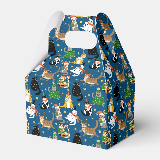 Festive Cats in Christmas Costumes Pattern Favor Boxes (Front Side)