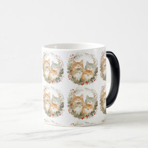 Festive Cats in Christmas Wreath Art Color Morph Mug