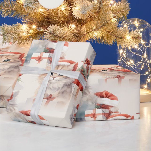 Festive cats with playful wrapping paper (Holidays)