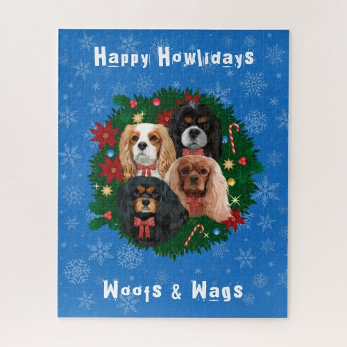 Festive Cavalier King Charles Spaniels Jigsaw Puzzle