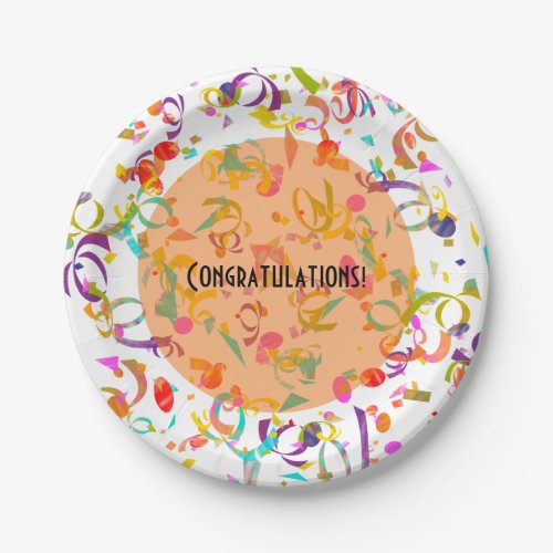 Festive Celebration Colorful Confetti Toss Artwork Paper Plates