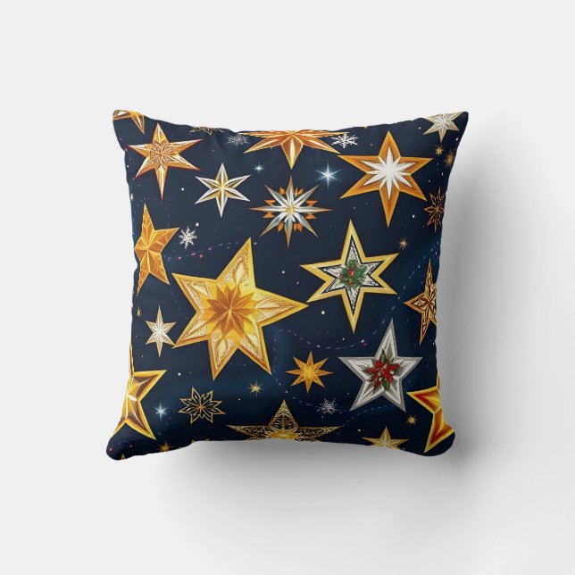 Festive Celestial Wonders Throw Pillow (Back)