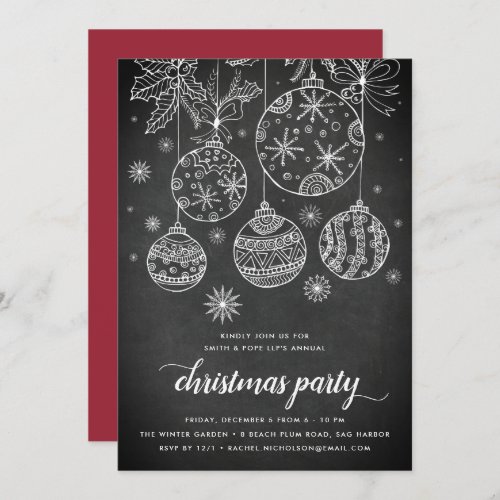 Festive Chalk  Christmas Holiday Party Invitation