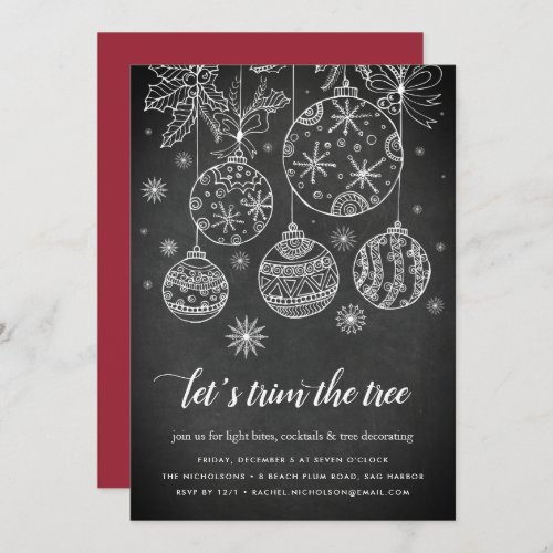 Festive Chalk Tree Trimming Holiday Party Invitation