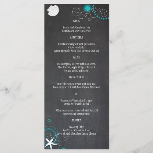 Festive Chalkboard Beach Wedding Menu