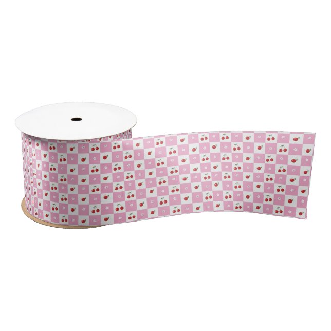 Festive Checker Pattern , Cherries , Flower Ribbon (Spool)