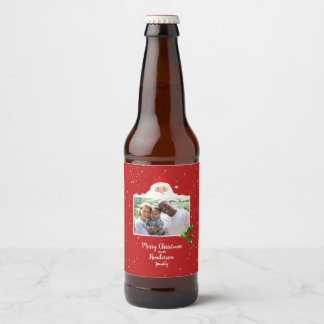 Festive Cheeky Santa - Custom Photo - Personalized Beer Bottle Label