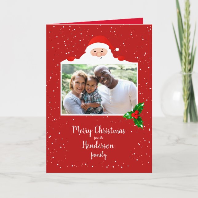 Festive Cheeky Santa - Custom Photo - Personalized Card (Front)
