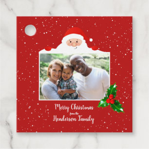 Festive Cheeky Santa - Custom Photo - Personalized Favor Tags