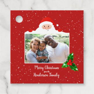 Festive Cheeky Santa - Custom Photo - Personalized Favor Tags