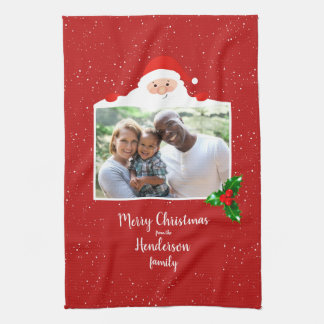 Festive Cheeky Santa - Custom Photo - Personalized Kitchen Towel