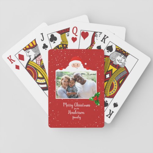 Festive Cheeky Santa _ Custom Photo _ Personalized Playing Cards